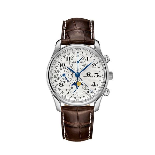 men's watch business automatic multifunctional watch sun moon star show designer watch suitable for various parties, Slivery;brown
men's watch business automatic multifunctional watch sun moon star show designer watch suitable for various parties, Slivery;brown