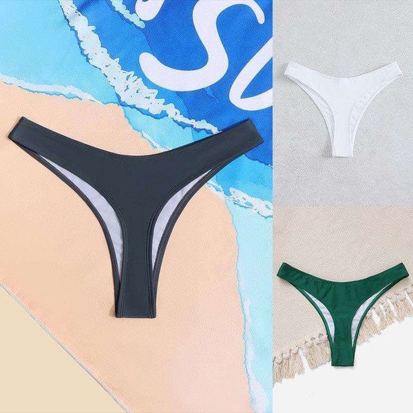 way solid color three point bikini swimming trunks stylish beach vacation t back swimsuit for women, White;black
way solid color three point bikini swimming trunks stylish beach vacation t back swimsuit for women, White;black