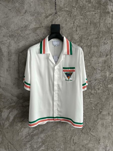 highend brand designer shirt fashion stripe stitching print design european size luxury mens handsome short sleeved casual white silk shirt, White;black
highend brand designer shirt fashion stripe stitching print design european size luxury mens handsome short sleeved casual white silk shirt, White;black