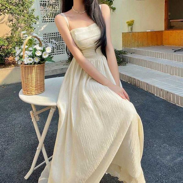 spring and summer style strap dress sweet pleated atmosphere long for women, Black;gray
spring and summer style strap dress sweet pleated atmosphere long for women, Black;gray
