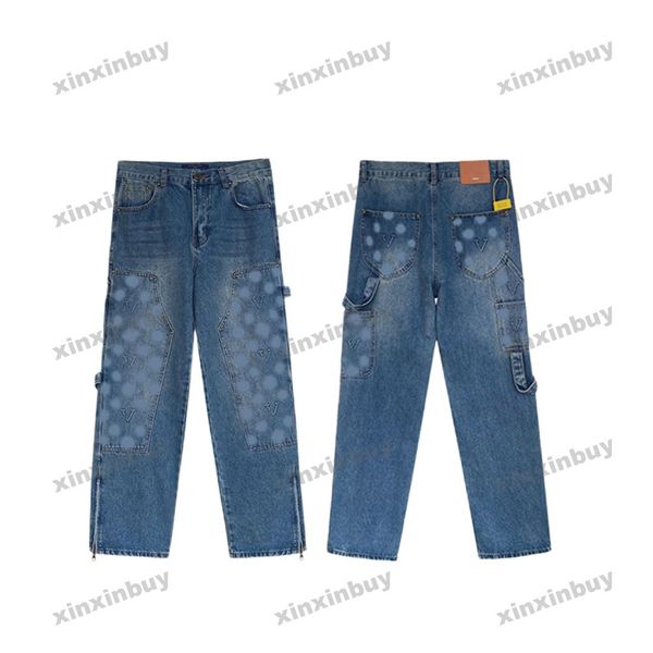 xinxinbuy men women designer pant emboss letter denim jeans zipper hems pocket destroyed spring summer casual pants blue gray m-2xl, Black;brown
xinxinbuy men women designer pant emboss letter denim jeans zipper hems pocket destroyed spring summer casual pants blue gray m-2xl, Black;brown