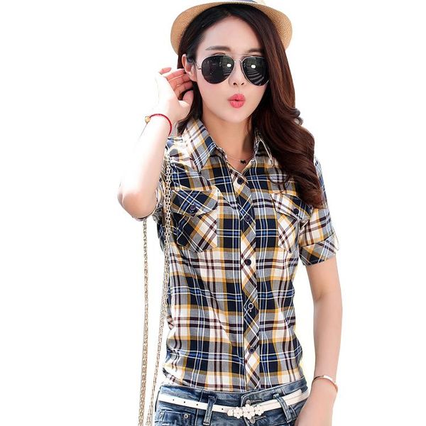 shirts brand new 2021 summer style plaid print short sleeve shirts women plus size blouses casual 100% cotton blusas 14 colors, White
shirts brand new 2021 summer style plaid print short sleeve shirts women plus size blouses casual 100% cotton blusas 14 colors, White