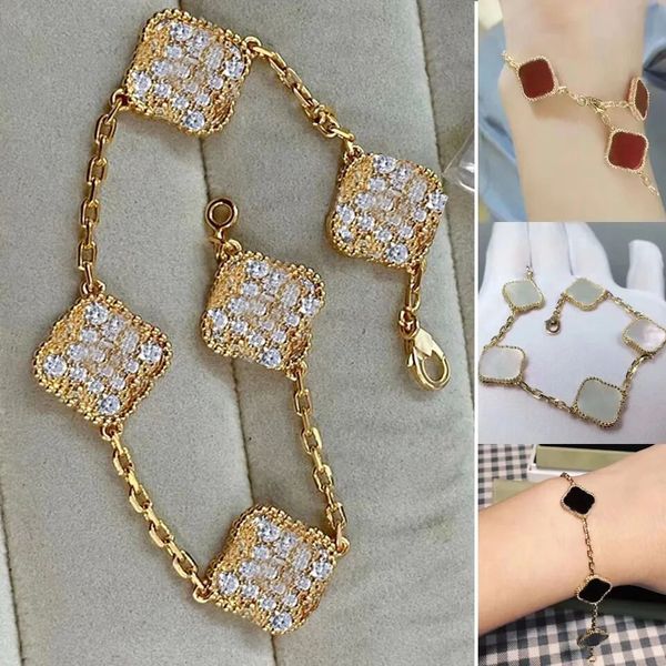 luxury designer bracelets clover bracelet charm elegant classic fashion 18k agate shell holiday wedding couple jewelry gift gold silver rose, Golden;silver
luxury designer bracelets clover bracelet charm elegant classic fashion 18k agate shell holiday wedding couple jewelry gift gold silver rose, Golden;silver