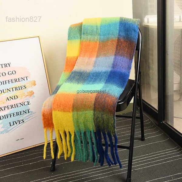 scarves colorful plaid scarf double-sided rainbow color matching brushed cashmere tassel shawl for women ac autumn and winter warmcxuk, Blue;gray
scarves colorful plaid scarf double-sided rainbow color matching brushed cashmere tassel shawl for women ac autumn and winter warmcxuk, Blue;gray