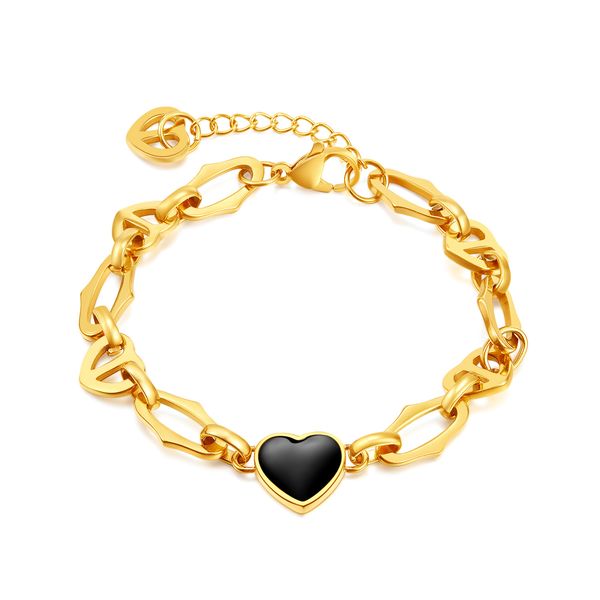 fashion stainless steel link chain enamel heart charms bracelet for mens women jewelry 17cm+4cm extended chain n1383, Black
fashion stainless steel link chain enamel heart charms bracelet for mens women jewelry 17cm+4cm extended chain n1383, Black