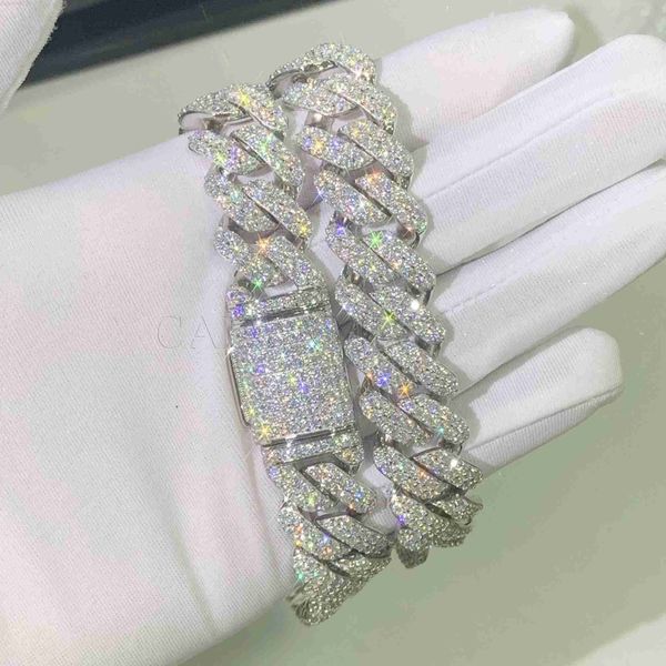 double rows 16mm luxury necklace bust down iced out vvs moissanite 925silver miami cuban link chain rapper necklace, Silver
double rows 16mm luxury necklace bust down iced out vvs moissanite 925silver miami cuban link chain rapper necklace, Silver