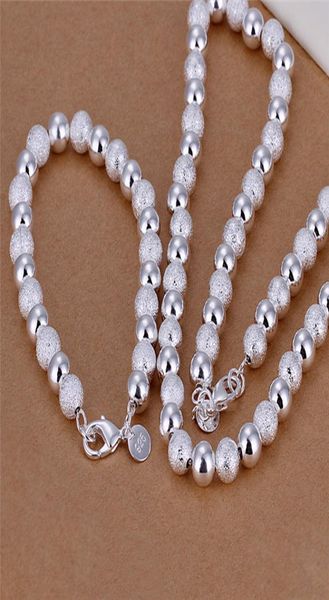 s056 factory 925 sterling silver plated frosted beads chain necklace bracelet fashion jewelry sets wedding gift 4356602
s056 factory 925 sterling silver plated frosted beads chain necklace bracelet fashion jewelry sets wedding gift 4356602