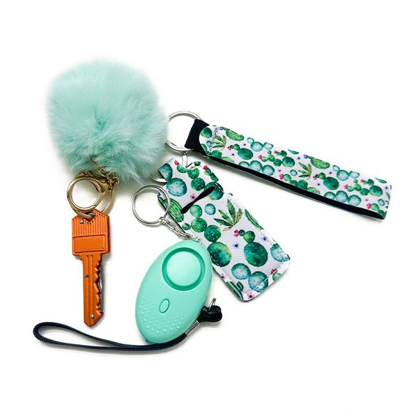 green 8 coloe selling women's self-defense keychain five-piece alarm hook with liquid bottle sleeve hairball knife security keychain, Silver
green 8 coloe selling women's self-defense keychain five-piece alarm hook with liquid bottle sleeve hairball knife security keychain, Silver