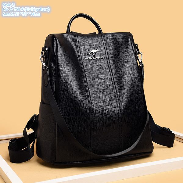 Factory wholesale ladies shoulder bag 3 simple and versatile solid color leather handbag vertical anti-theft zipper leisure backpacks letter printing backpack, Blue-758 # (litchi pattern)
Factory wholesale ladies shoulder bag 3 simple and versatile solid color leather handbag vertical anti-theft zipper leisure backpacks letter printing backpack, Blue-758 # (litchi pattern)