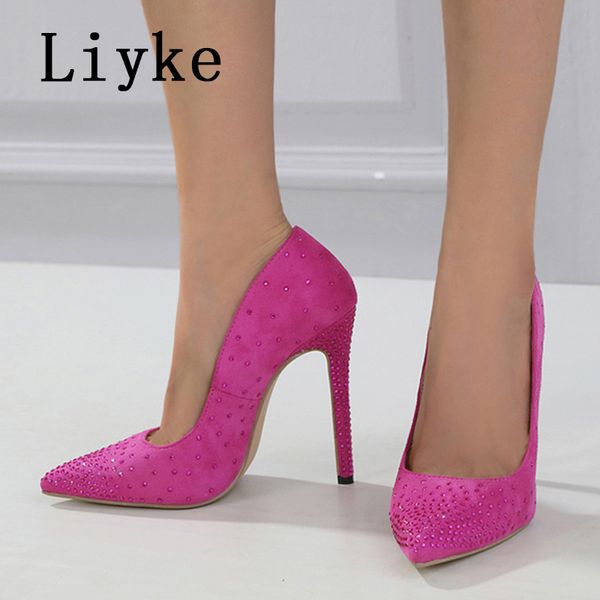 liyke summer elegant party wedding banquet shoes crystal suede high heels fashion rhinestones women pumps pointed toe stiletto, Black
liyke summer elegant party wedding banquet shoes crystal suede high heels fashion rhinestones women pumps pointed toe stiletto, Black