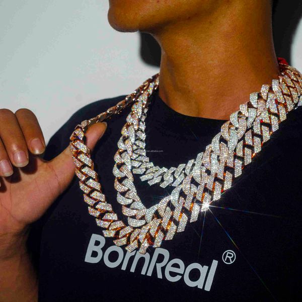 custom vvs moissanite big hip hop mens rapper diamond chain pendant necklace set double row cuban link chain 15mm 18mm 19mm 20mm, Silver
custom vvs moissanite big hip hop mens rapper diamond chain pendant necklace set double row cuban link chain 15mm 18mm 19mm 20mm, Silver