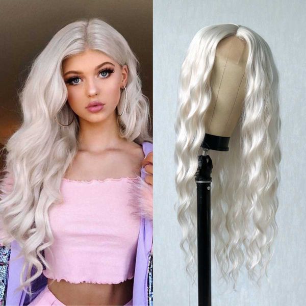 lace wigs platinum blonde synthetic lace wigs 24 inches long body wave synthetic wig white wavy lace wigs for women z0613, Black;brown
lace wigs platinum blonde synthetic lace wigs 24 inches long body wave synthetic wig white wavy lace wigs for women z0613, Black;brown