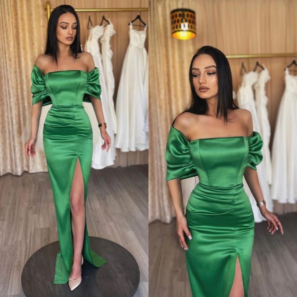 2023 green prom dresses mermaid off the shoulder satin side slit floor length custom made ruched evening party gowns vestidos plus size, Black
2023 green prom dresses mermaid off the shoulder satin side slit floor length custom made ruched evening party gowns vestidos plus size, Black
