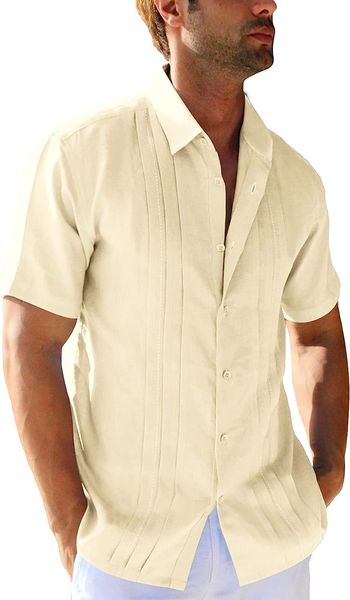mens casual linen cotton button down shirt beach short sleeve shirt cuban summer hawaiian, White;black
mens casual linen cotton button down shirt beach short sleeve shirt cuban summer hawaiian, White;black