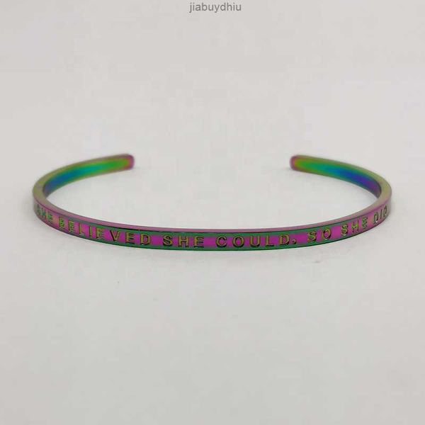 stainless steel aurora custom bracelet rainbow colour engraving she believed could so did, Silver
stainless steel aurora custom bracelet rainbow colour engraving she believed could so did, Silver