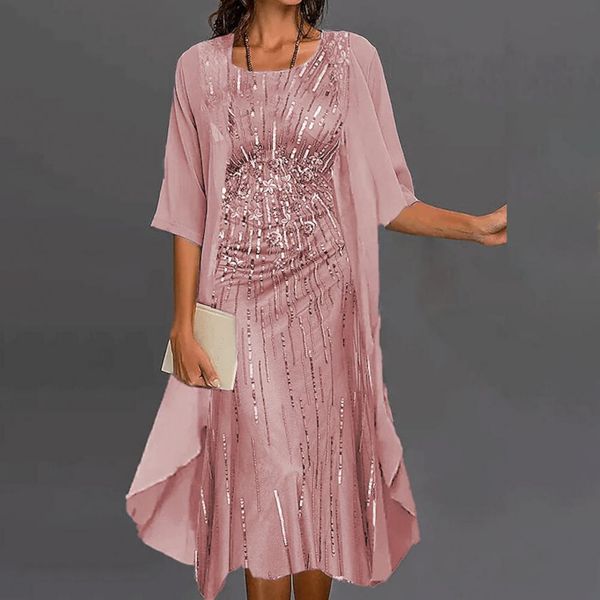 women coat dress set sequin round neck half sleeves high waist soft fabric dress-up thin spring ol style commute cardigan, Black;gray
women coat dress set sequin round neck half sleeves high waist soft fabric dress-up thin spring ol style commute cardigan, Black;gray
