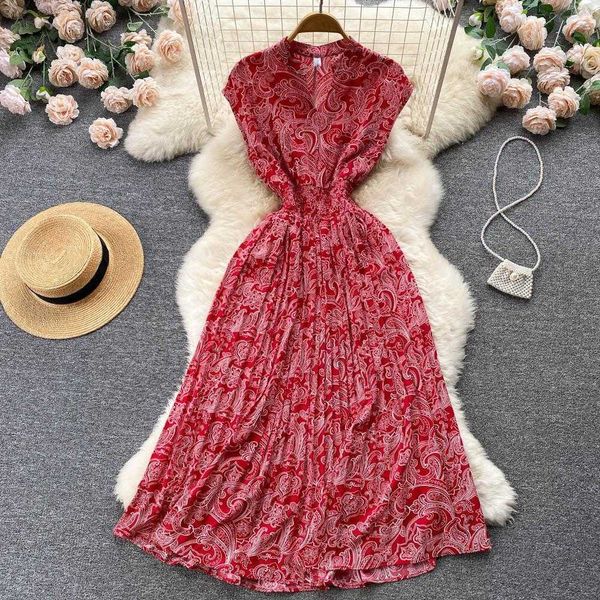 womens style niche unique waist casual dresses temperament printed long dress summer thin sleeveless, Black;gray
womens style niche unique waist casual dresses temperament printed long dress summer thin sleeveless, Black;gray