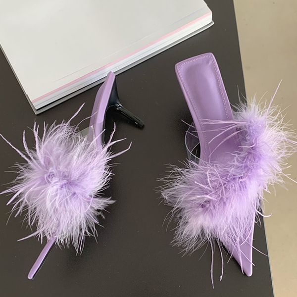 liyke 2023 new fashion low thin heels mules slippers for women pvc transparent shoes purple fluffy feather summer slides sandals, Black
liyke 2023 new fashion low thin heels mules slippers for women pvc transparent shoes purple fluffy feather summer slides sandals, Black