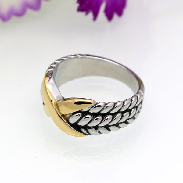 antique x gold ring gold logo titanium steel vintage ring rope cross x ring women's hip hop ring, Silver
antique x gold ring gold logo titanium steel vintage ring rope cross x ring women's hip hop ring, Silver