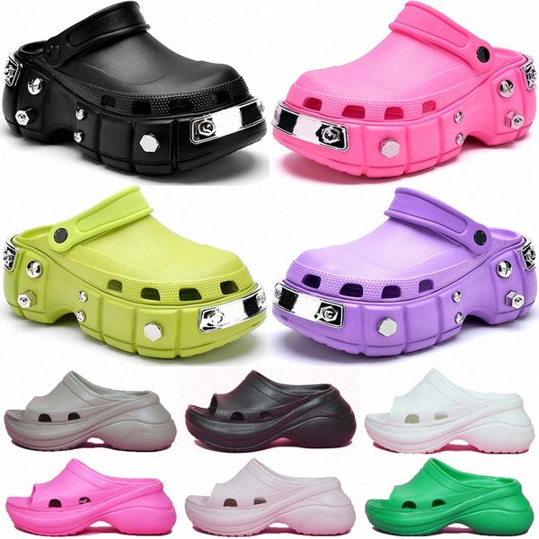 with box women men slippers fashion triple s flip flops hardcroc beach pool slides sandals sports punk style rubber rivet slide casual foam, Black
with box women men slippers fashion triple s flip flops hardcroc beach pool slides sandals sports punk style rubber rivet slide casual foam, Black