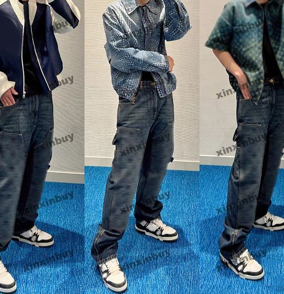 xinxinbuy men women designer pant emboss letter denim jeans zipper hems pocket destroyed spring summer casual pants blue gray s-2xl, Black;brown
xinxinbuy men women designer pant emboss letter denim jeans zipper hems pocket destroyed spring summer casual pants blue gray s-2xl, Black;brown