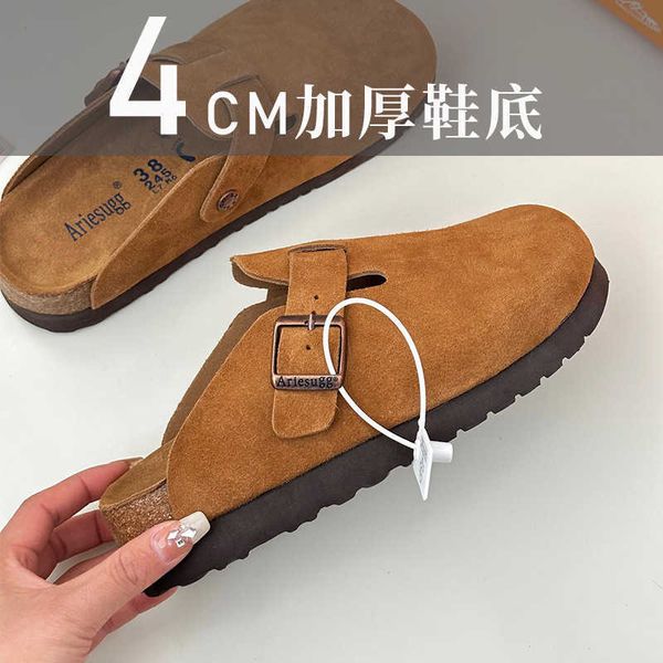 2023 new thick sole with elevated inner toe slippers for women wearing genuine leather cork casual boken shoes half trailer, Black
2023 new thick sole with elevated inner toe slippers for women wearing genuine leather cork casual boken shoes half trailer, Black