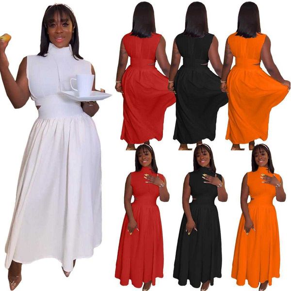 womens spring and summer dresses sleeveless back invisible zipper midriff outfit long dress, Black;gray
womens spring and summer dresses sleeveless back invisible zipper midriff outfit long dress, Black;gray