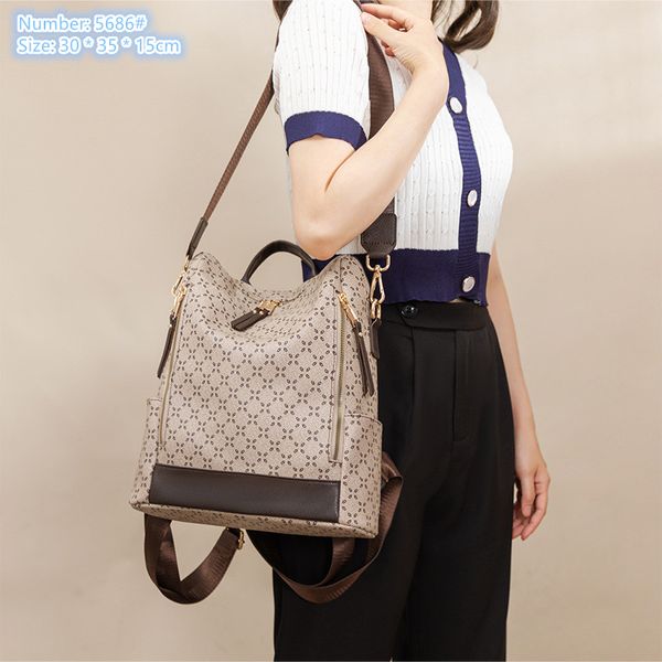 wholesale ladies shoulder bag classic Joker khaki printed handbag large outdoor leisure leather travel backpack color matching double zipper fashion backpacks, Khaki-5686#
wholesale ladies shoulder bag classic Joker khaki printed handbag large outdoor leisure leather travel backpack color matching double zipper fashion backpacks, Khaki-5686#