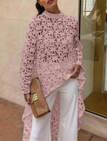 t-shirt 2022 autumn women fashion elegant casual patchwork flounced dip hem crochet irregular hollow out see through blouse, White
t-shirt 2022 autumn women fashion elegant casual patchwork flounced dip hem crochet irregular hollow out see through blouse, White
