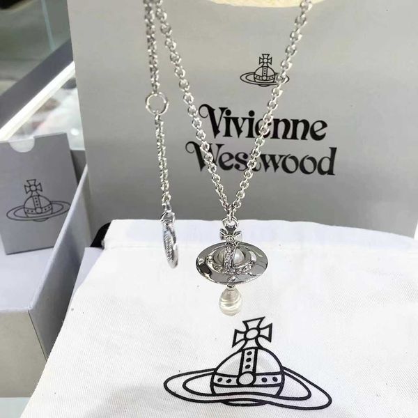 high version western empress dowager vivian 3d saturn ufo water drop pearl necklace women fashion pendant, Silver
high version western empress dowager vivian 3d saturn ufo water drop pearl necklace women fashion pendant, Silver