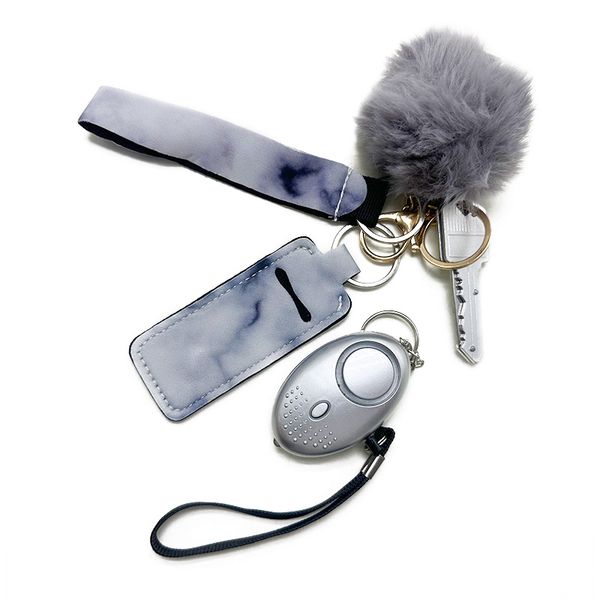 silver coloe selling women's self-defense keychain five-piece alarm hook with liquid bottle sleeve hairball knife security keychain
silver coloe selling women's self-defense keychain five-piece alarm hook with liquid bottle sleeve hairball knife security keychain