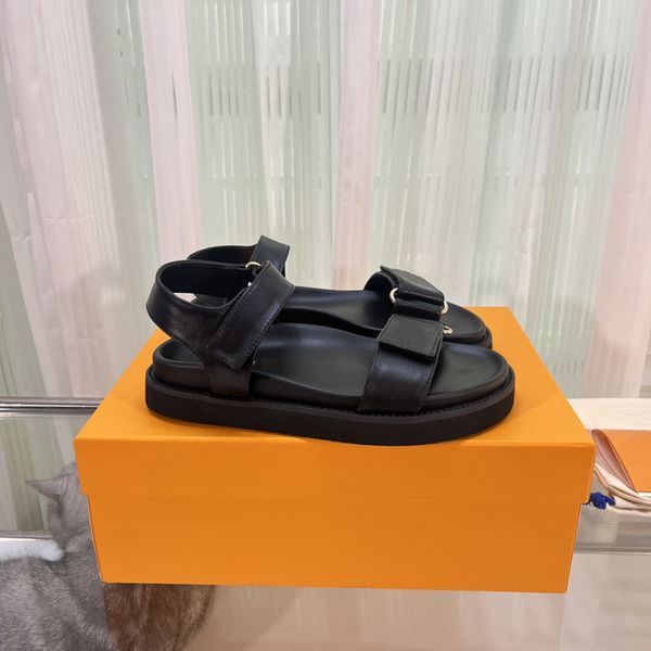retro calf leather sandals and slippers designer women's sandals logo thick sole suspender with buckle ankle strap mule flat shoes, Black
retro calf leather sandals and slippers designer women's sandals logo thick sole suspender with buckle ankle strap mule flat shoes, Black