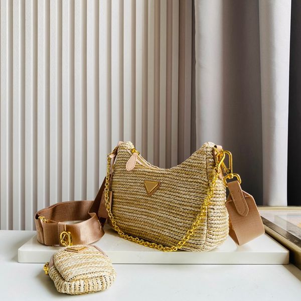 designer bag woven crossbody bag luxury shoulder bag fashion underarm bag retro chain three pieces handbag crescent shape shoulder back unde