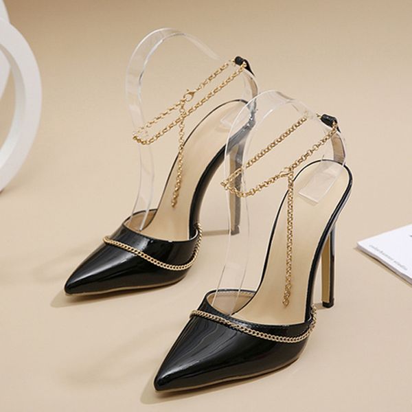 liyke 2023 new chain ankle strap women pumps cozy leather pointed toe stiletto heels mules sandals female shoe, Black
liyke 2023 new chain ankle strap women pumps cozy leather pointed toe stiletto heels mules sandals female shoe, Black