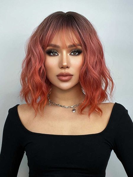 lace wigs short bob synthetic wig ombre pink water wave hair wigs for black women with bangs cosplay lolita heat resistant natural hair z061, Black;brown
lace wigs short bob synthetic wig ombre pink water wave hair wigs for black women with bangs cosplay lolita heat resistant natural hair z061, Black;brown