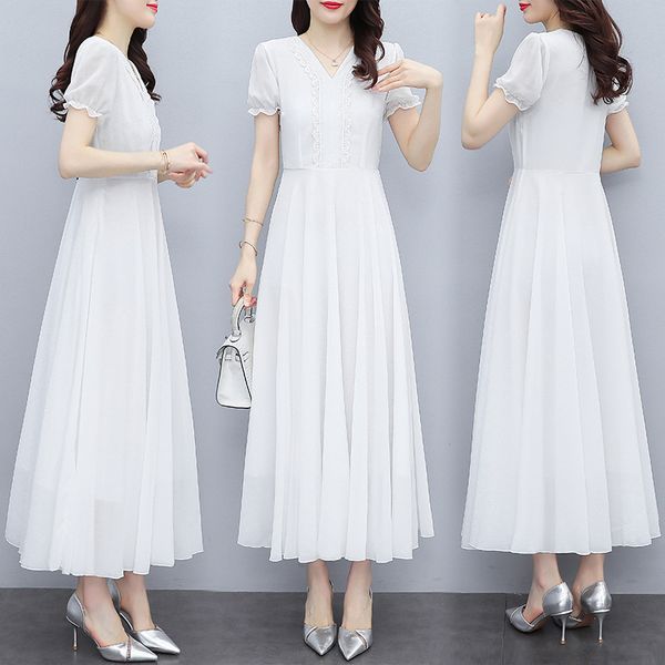tingyili lace trim v-neck women summer dress holiday beach boho long dress korean elegant ladies black white chiffon dress, Black;gray
tingyili lace trim v-neck women summer dress holiday beach boho long dress korean elegant ladies black white chiffon dress, Black;gray