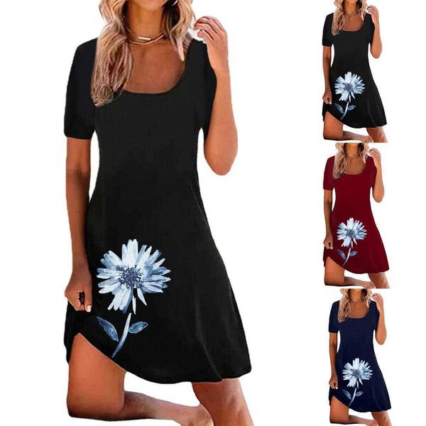 spring and summer fashion printed meganium dress womens clothing, Black;gray
