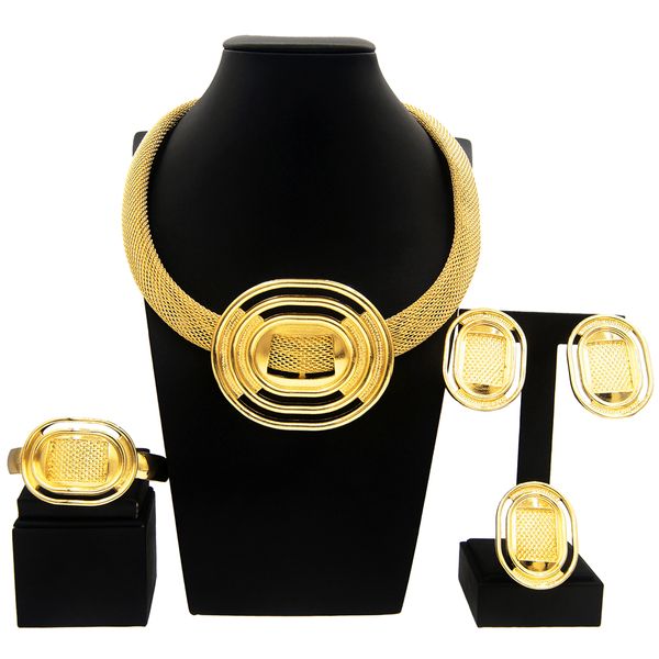 italian gold jewelry set women evening dress necklace earrings ring four pieces jewelry set, Black
italian gold jewelry set women evening dress necklace earrings ring four pieces jewelry set, Black