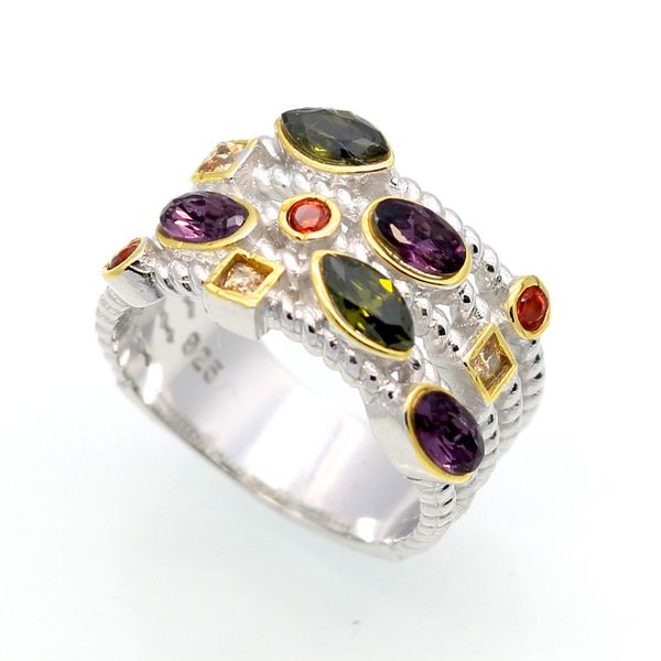 multi layered and multicolored gemstone ring with diamond inlay for fashionable women's jewelry, Silver
multi layered and multicolored gemstone ring with diamond inlay for fashionable women's jewelry, Silver