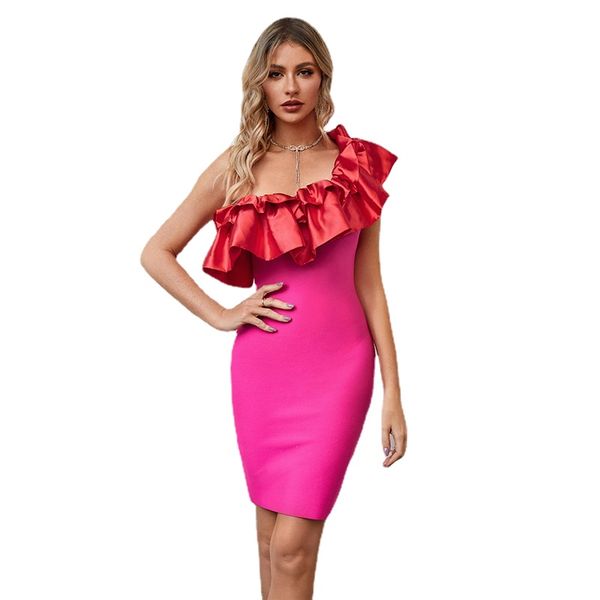 2023 summer new celebrity women's dress with ruffles sloping shoulder dress skirt, White;black
2023 summer new celebrity women's dress with ruffles sloping shoulder dress skirt, White;black