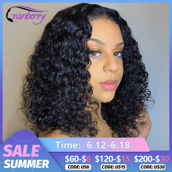 

lace wigs cranberry short curly bob wig wet and wavy water wave bob wig malaysian lace front human hair wigs for women 13x4 frontal wig z061, Black;brown