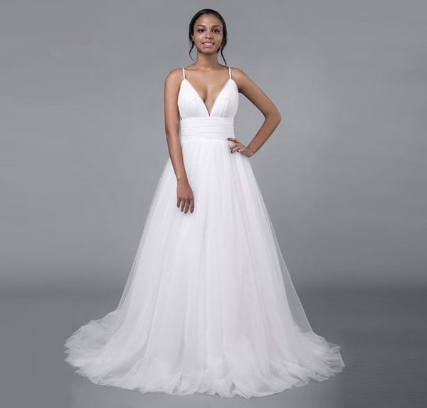 simple summer spaghetti straps plus size v neck beach a line wedding dresses backless tulle pleats bridal gown sweep tr7794189, White
simple summer spaghetti straps plus size v neck beach a line wedding dresses backless tulle pleats bridal gown sweep tr7794189, White