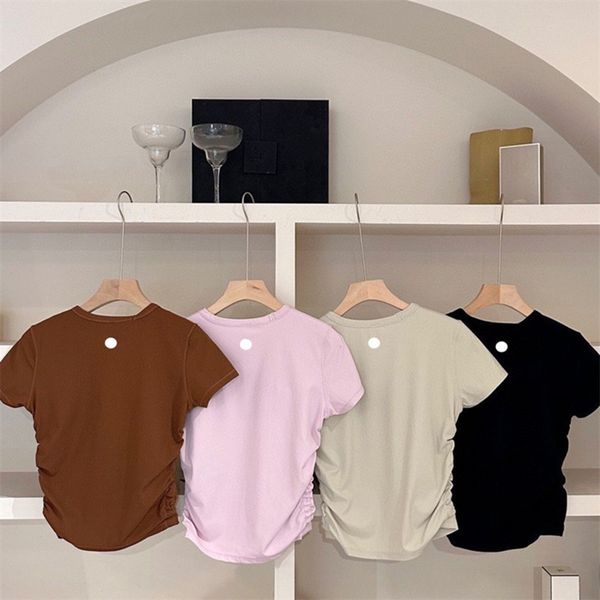 womens lu yoga t-shirt summer womens ribber round collar short sleeve all it takes elastic drawstring sports fitness solid color
womens lu yoga t-shirt summer womens ribber round collar short sleeve all it takes elastic drawstring sports fitness solid color