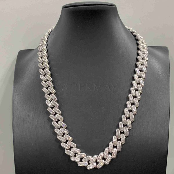 cadermay fine jewelry cuban link chain 12mm baguette moissanite miami cuban chain hip-hop jewelry one row iced out rope chain, Silver
cadermay fine jewelry cuban link chain 12mm baguette moissanite miami cuban chain hip-hop jewelry one row iced out rope chain, Silver