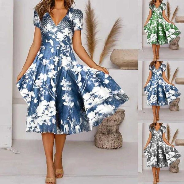 spring and dresses summer elegant print v neck short sleeve dress womens clothing, Black;gray
spring and dresses summer elegant print v neck short sleeve dress womens clothing, Black;gray