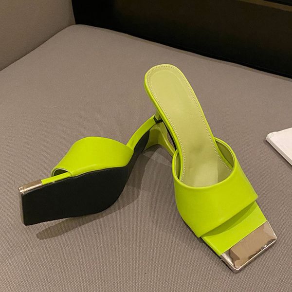 low thin high heels women green leather slippers fashion metal decoration square toe summer sandals slides shoes pumps size35-39, Black
low thin high heels women green leather slippers fashion metal decoration square toe summer sandals slides shoes pumps size35-39, Black