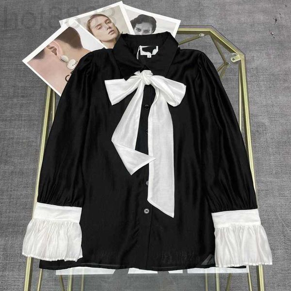 women's blouses & shirts designer spring summer new style sweet playful contrast color lace up lapel ruffle sleeve loose version shirt, White
women's blouses & shirts designer spring summer new style sweet playful contrast color lace up lapel ruffle sleeve loose version shirt, White