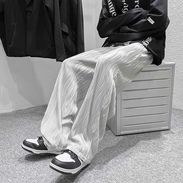 pants spring summer pleated wave straight pants men's fashion elastic waist casual pants men streetwear loose trousers wide leg pants, Black
pants spring summer pleated wave straight pants men's fashion elastic waist casual pants men streetwear loose trousers wide leg pants, Black