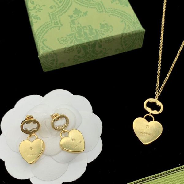 luxury brand necklaces heart pendant gold color earrings trendy women designer jewelry, Silver
luxury brand necklaces heart pendant gold color earrings trendy women designer jewelry, Silver