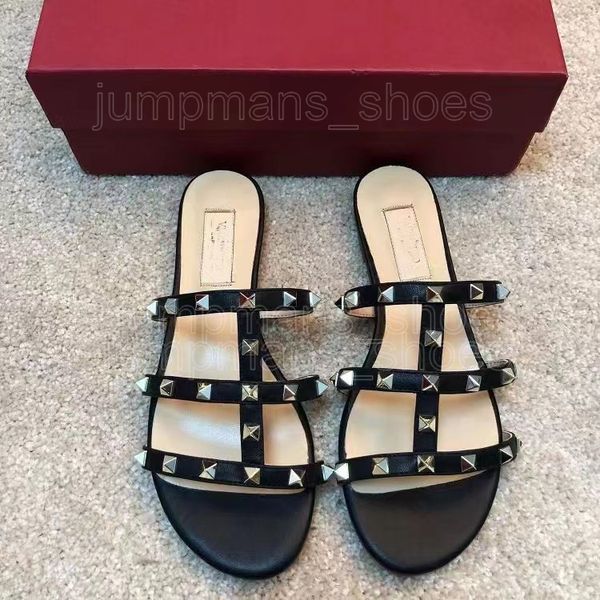 with box valentinoly''designer vt sandal designer luxury wedding roman stud slider sandals quilted riveted slider flat slippers le, Black
with box valentinoly''designer vt sandal designer luxury wedding roman stud slider sandals quilted riveted slider flat slippers le, Black